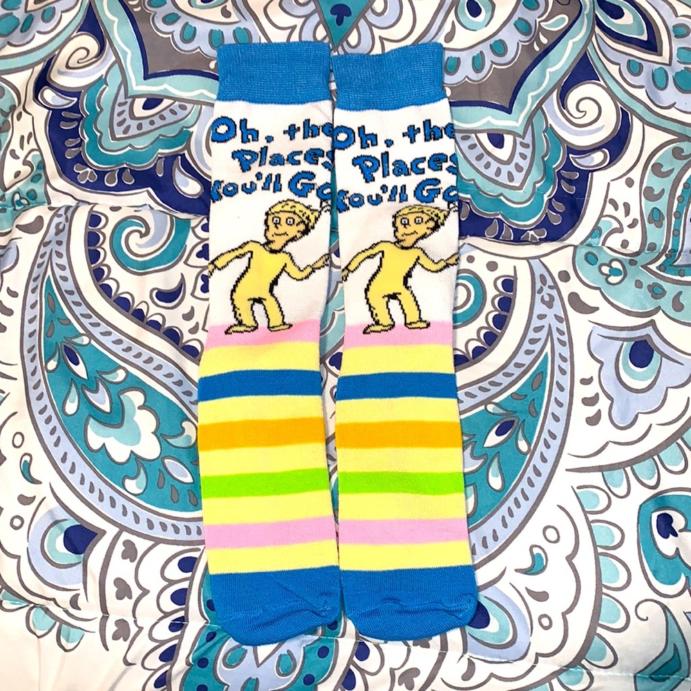 Dr sues long socks oh the places you'll go socks men or women